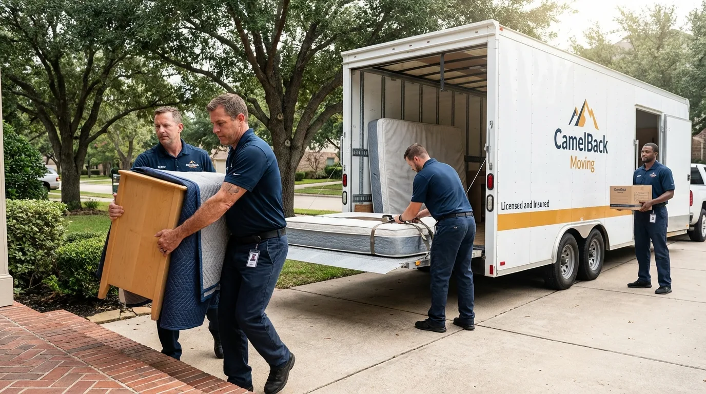 Crew loading residential truck for cross-state move from Moore Haven, FL