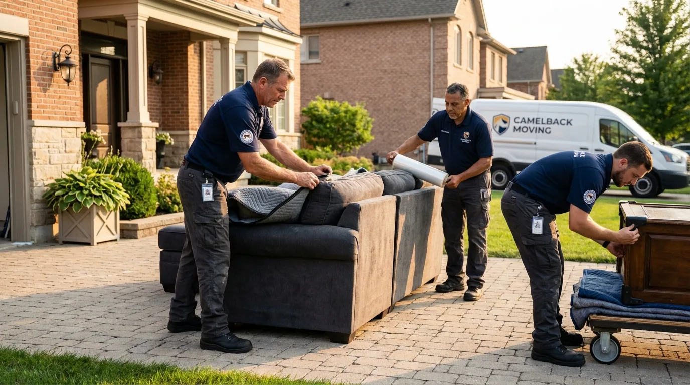 Large estate moving crew wrapping furniture in Moore Haven, FL