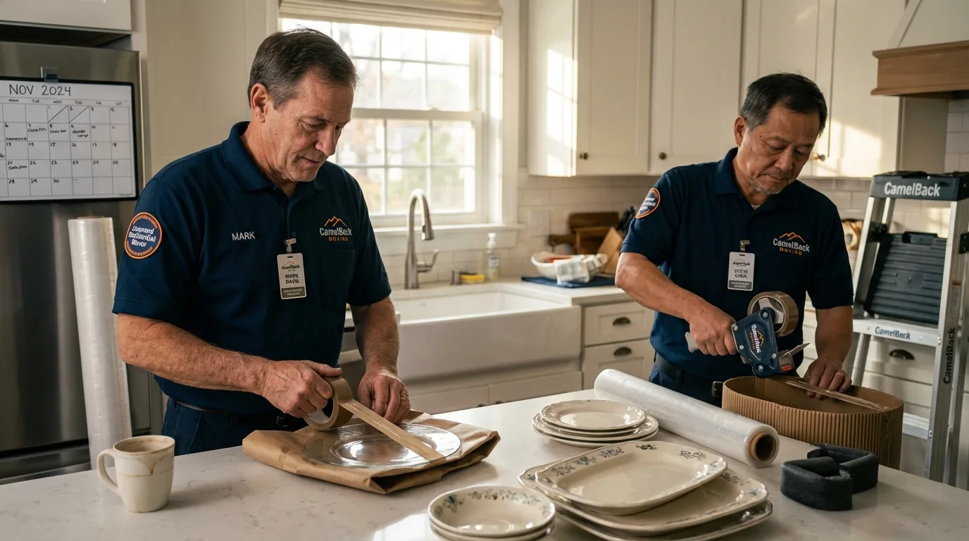 Professional crew packing kitchen dishware in Moore Haven, FL